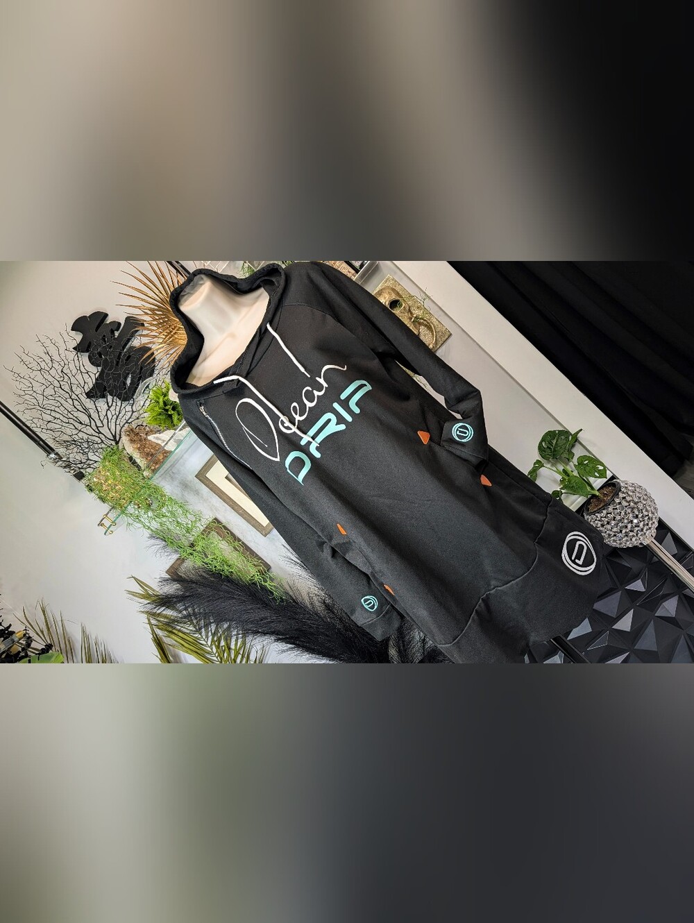 Ocean Drip Black Coastal Shark Hoodie XL